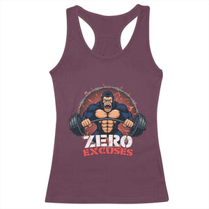 Zero Excuses Racerback Tank Top Gorilla Fitness Lover Gift TS12 Maroon Print Your Wear