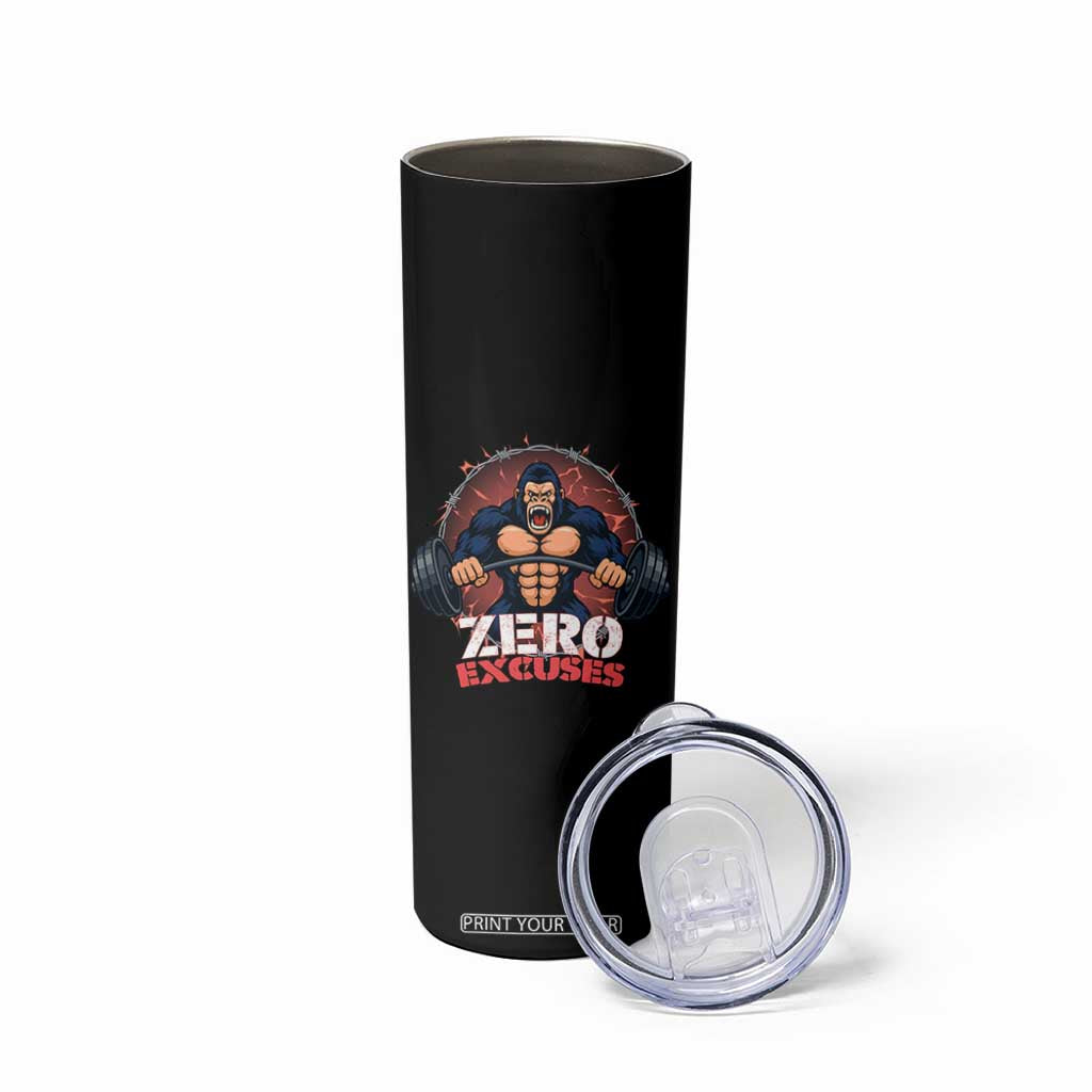 Zero Excuses Skinny Tumbler Gorilla Fitness Lover Gift TS12 Print Your Wear