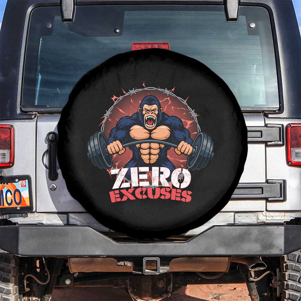 Zero Excuses Spare Tire Cover Gorilla Fitness Lover Gift TS12 No hole Black Print Your Wear
