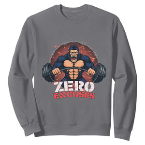 Zero Excuses Sweatshirt Gorilla Fitness Lover Gift TS12 Charcoal Print Your Wear