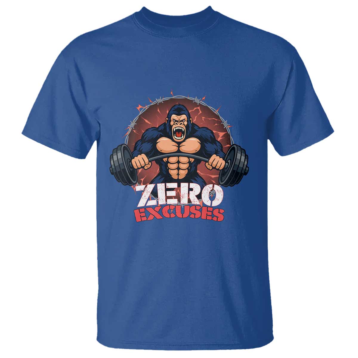 Zero Excuses T Shirt Gorilla Fitness Lover Gift TS12 Royal Blue Print Your Wear