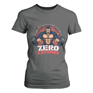 Zero Excuses T Shirt For Women Gorilla Fitness Lover Gift TS12 Dark Heather Print Your Wear