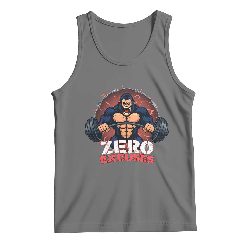 Zero Excuses Tank Top Gorilla Fitness Lover Gift TS12 Black Heather Print Your Wear
