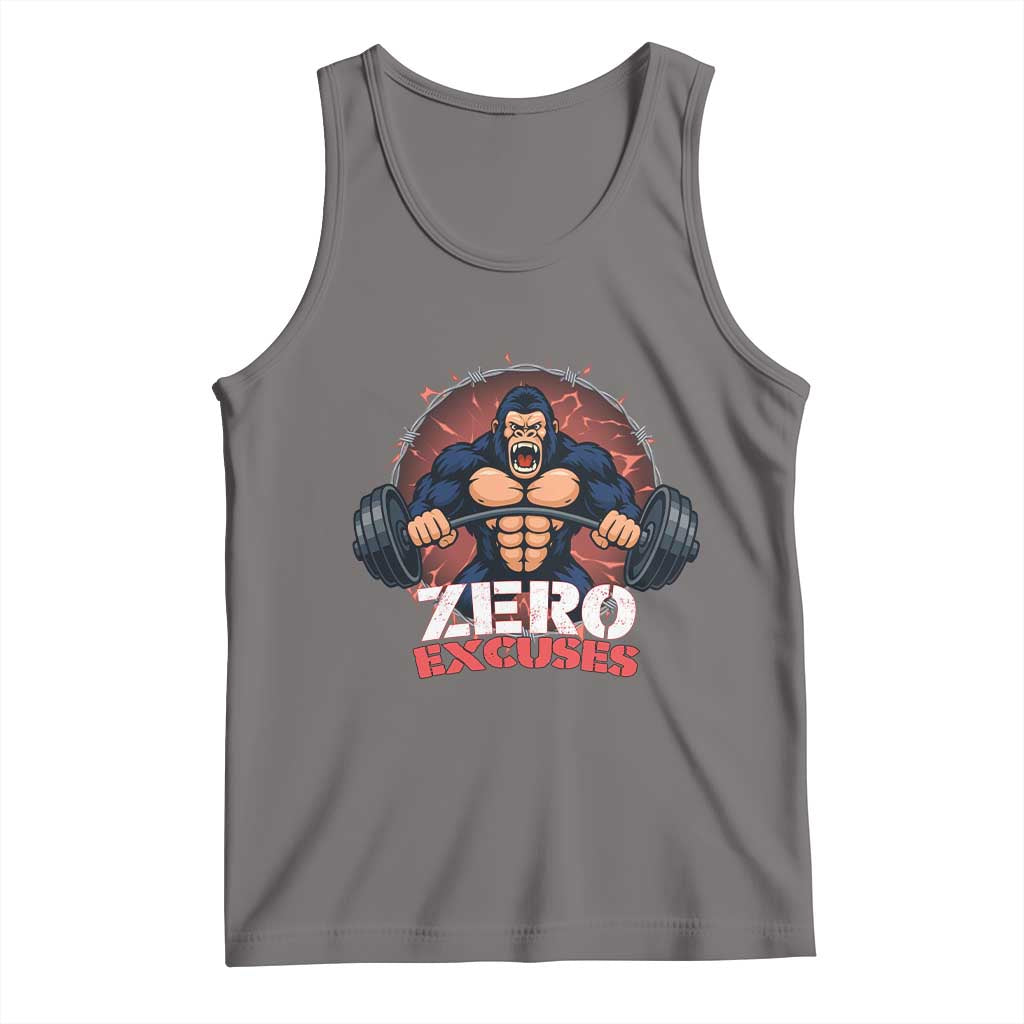 Zero Excuses Tank Top Gorilla Fitness Lover Gift TS12 Deep Heather Print Your Wear