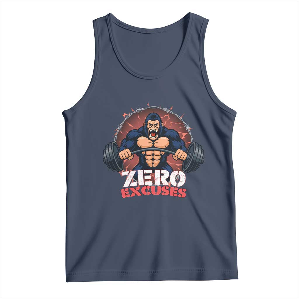 Zero Excuses Tank Top Gorilla Fitness Lover Gift TS12 Navy Print Your Wear