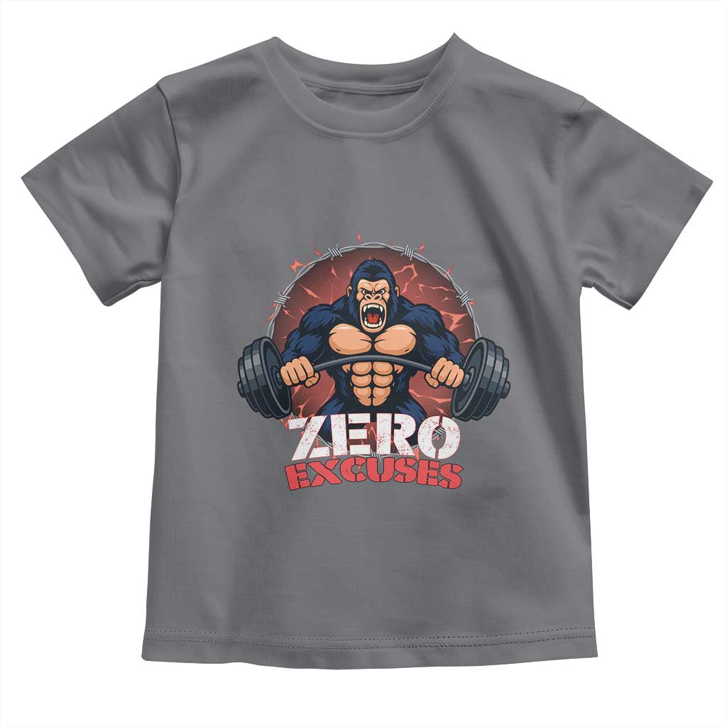 Zero Excuses Toddler T Shirt Gorilla Fitness Lover Gift TS12 Charcoal Print Your Wear