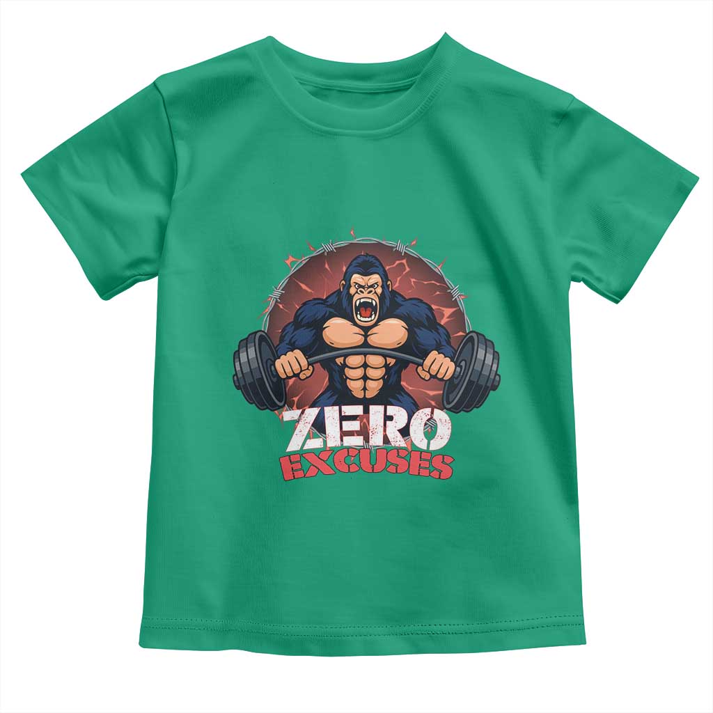 Zero Excuses Toddler T Shirt Gorilla Fitness Lover Gift TS12 Irish Green Print Your Wear