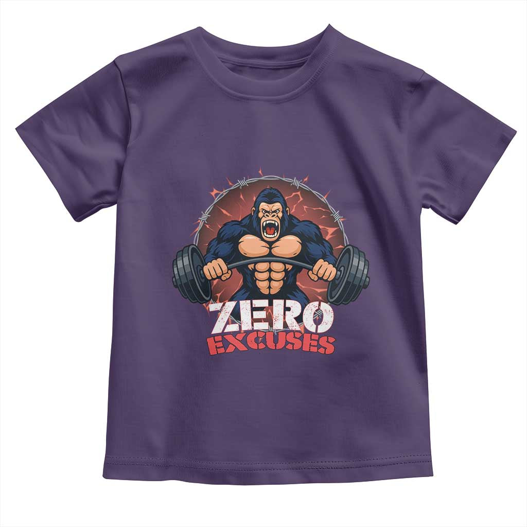 Zero Excuses Toddler T Shirt Gorilla Fitness Lover Gift TS12 Purple Print Your Wear
