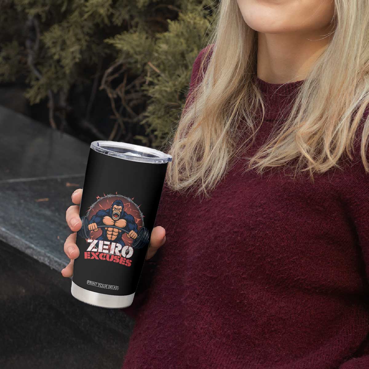 Zero Excuses Tumbler Cup Gorilla Fitness Lover Gift TS12 Print Your Wear