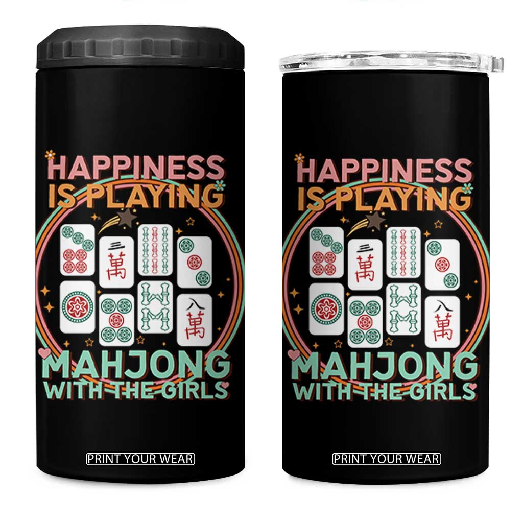 Happiness Is Playing Mahjong With The Girls 4 in 1 Can Cooler Tumbler Mahjong Time TS12 One Size: 16 oz Black Print Your Wear