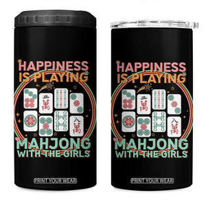 Happiness Is Playing Mahjong With The Girls 4 in 1 Can Cooler Tumbler Mahjong Time TS12 One Size: 16 oz Black Print Your Wear