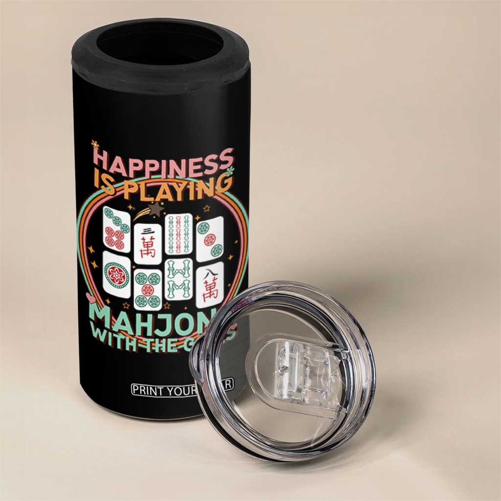 Happiness Is Playing Mahjong With The Girls 4 in 1 Can Cooler Tumbler Mahjong Time TS12 Print Your Wear