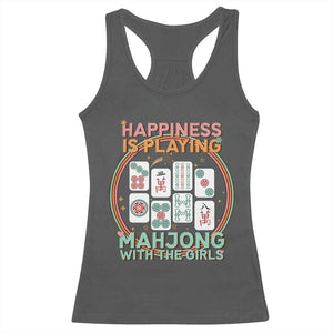 Happiness Is Playing Mahjong With The Girls Racerback Tank Top Mahjong Time TS12 Dark Heather Print Your Wear