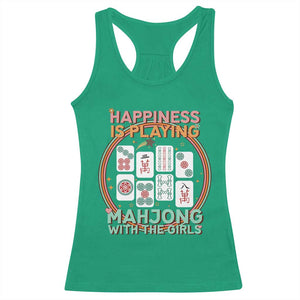 Happiness Is Playing Mahjong With The Girls Racerback Tank Top Mahjong Time TS12 Irish Green Print Your Wear