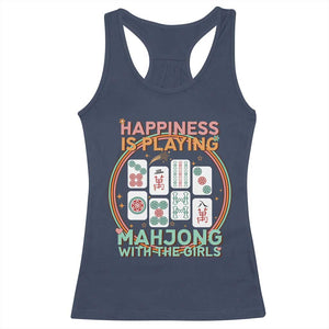 Happiness Is Playing Mahjong With The Girls Racerback Tank Top Mahjong Time TS12 Navy Print Your Wear