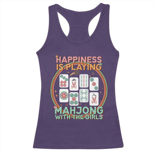 Happiness Is Playing Mahjong With The Girls Racerback Tank Top Mahjong Time TS12 Purple Print Your Wear