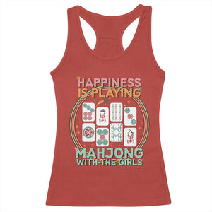 Happiness Is Playing Mahjong With The Girls Racerback Tank Top Mahjong Time TS12 Red Print Your Wear