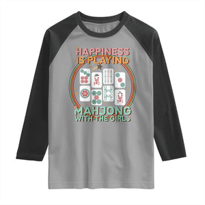 Happiness Is Playing Mahjong With The Girls Raglan Shirt Mahjong Time TS12 Sport Gray Black Print Your Wear