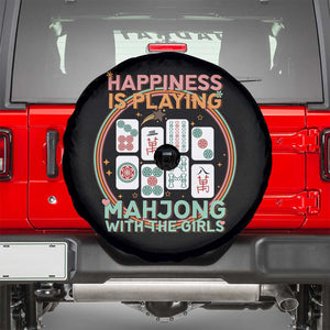 Happiness Is Playing Mahjong With The Girls Spare Tire Cover Mahjong Time TS12 Black Print Your Wear
