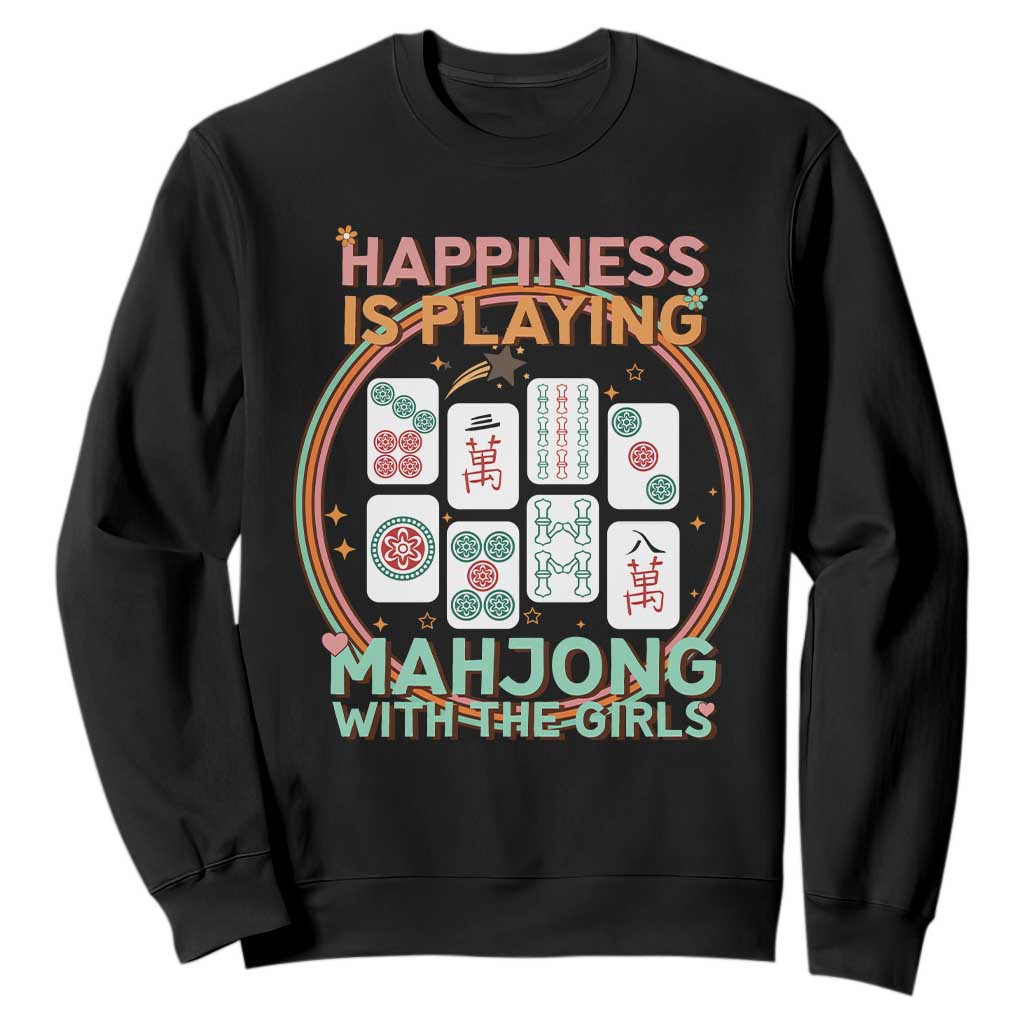 Happiness Is Playing Mahjong With The Girls Sweatshirt Mahjong Time TS12 Black Print Your Wear