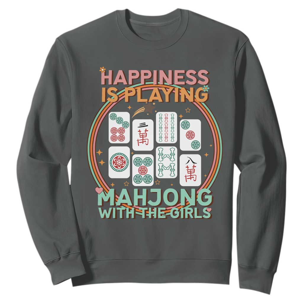 Happiness Is Playing Mahjong With The Girls Sweatshirt Mahjong Time TS12 Dark Heather Print Your Wear