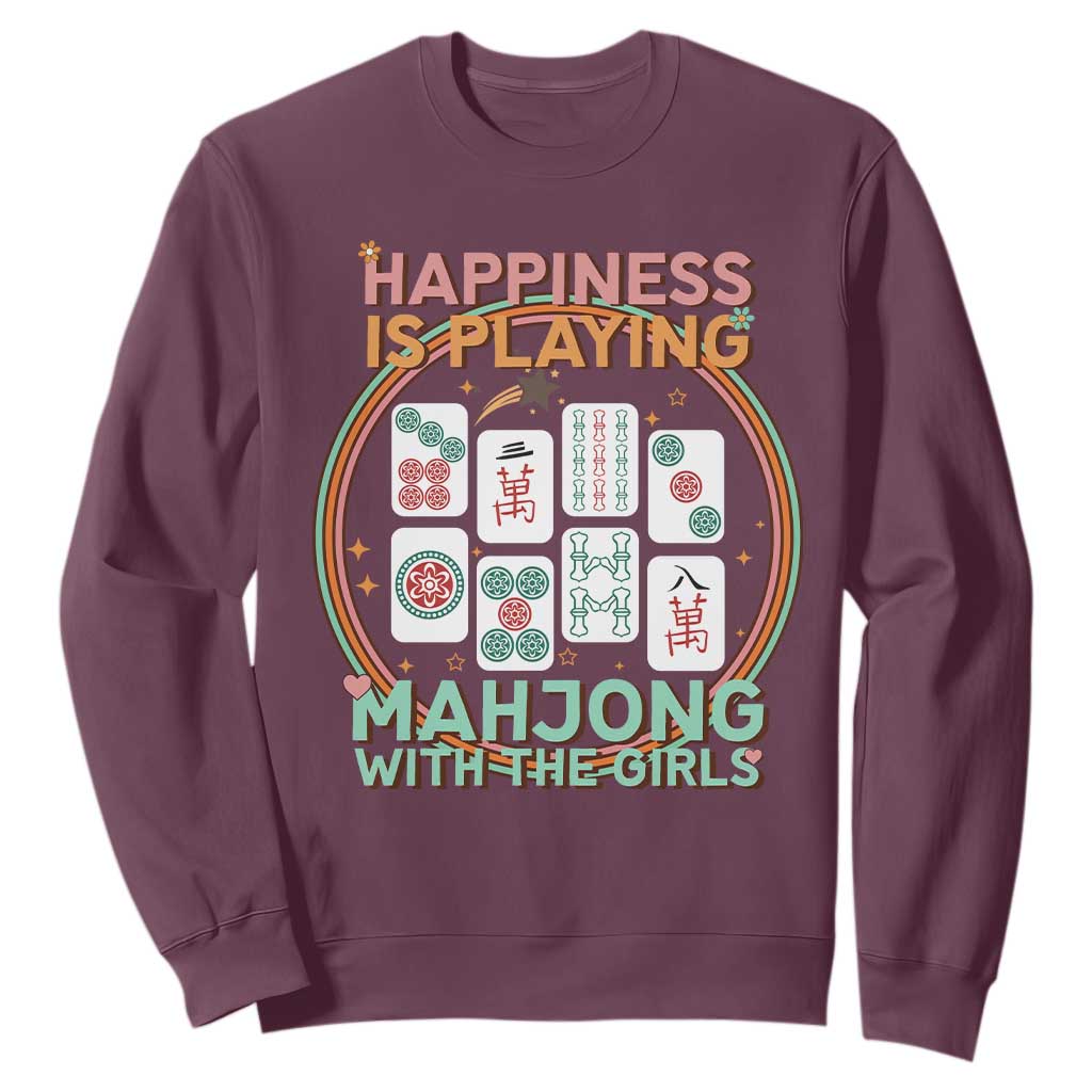 Happiness Is Playing Mahjong With The Girls Sweatshirt Mahjong Time TS12 Maroon Print Your Wear