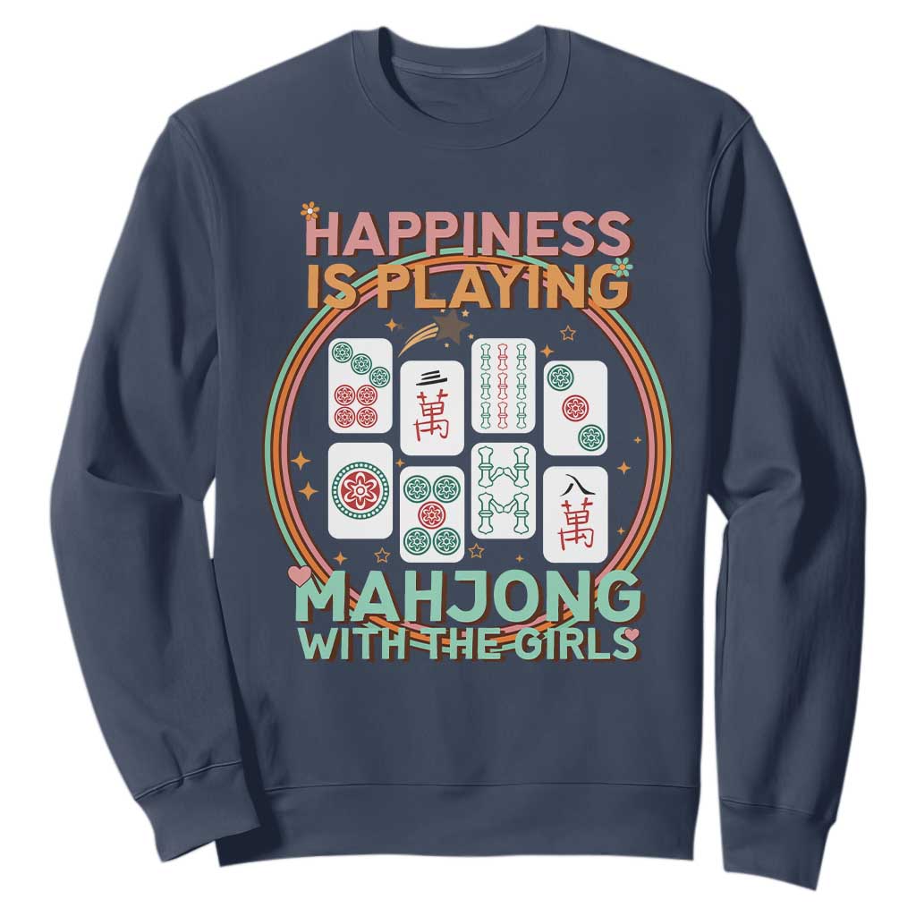 Happiness Is Playing Mahjong With The Girls Sweatshirt Mahjong Time TS12 Navy Print Your Wear