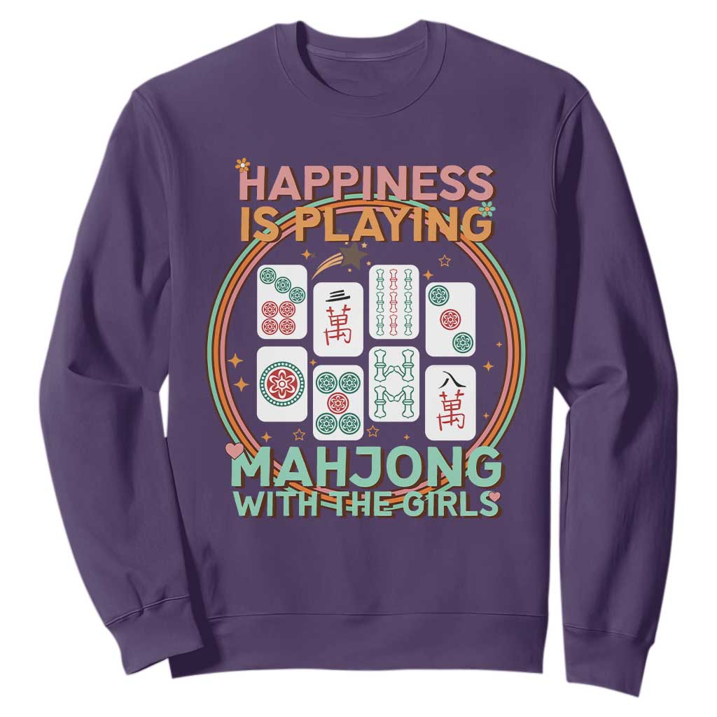Happiness Is Playing Mahjong With The Girls Sweatshirt Mahjong Time TS12 Purple Print Your Wear