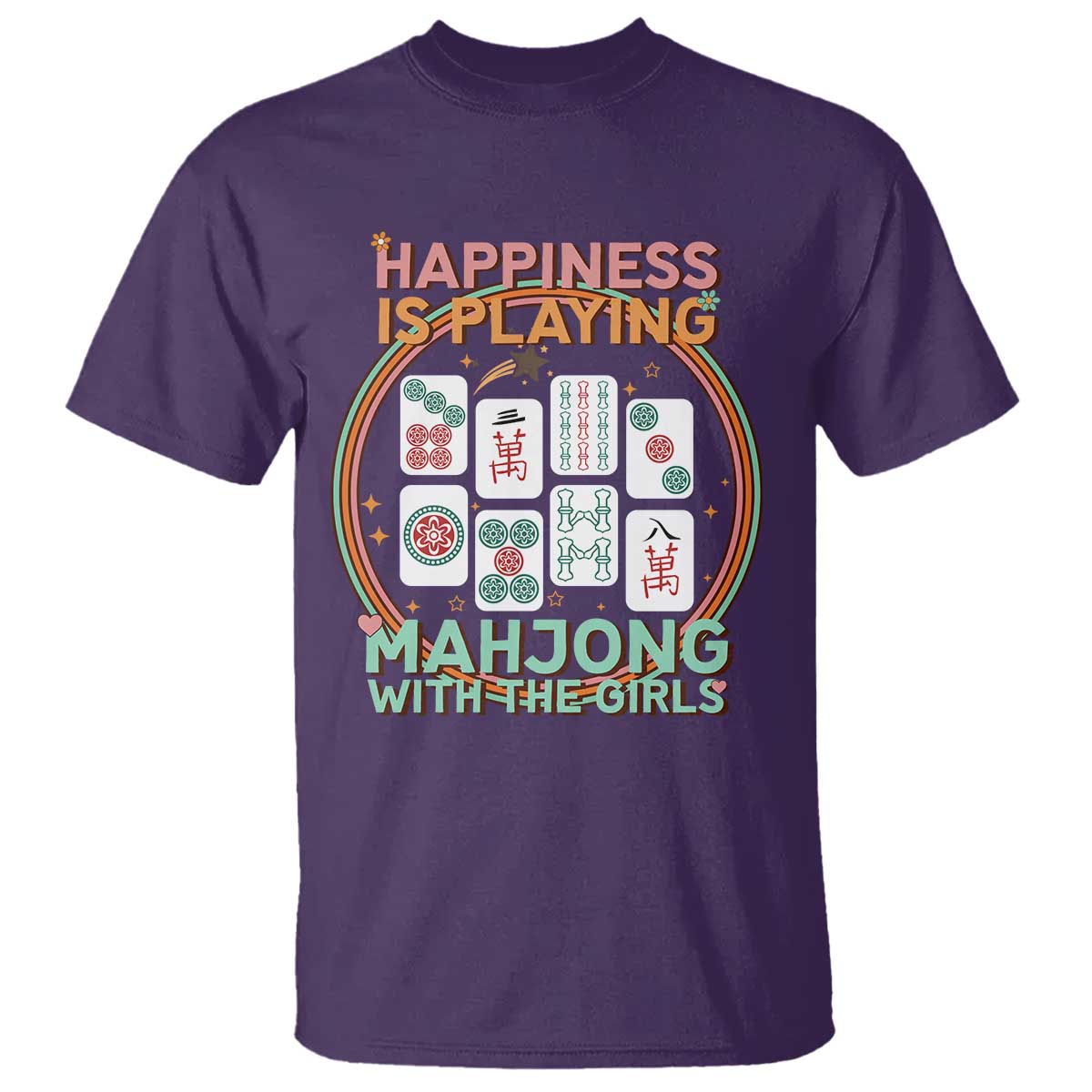 Happiness Is Playing Mahjong With The Girls T Shirt Mahjong Time TS12 Purple Print Your Wear