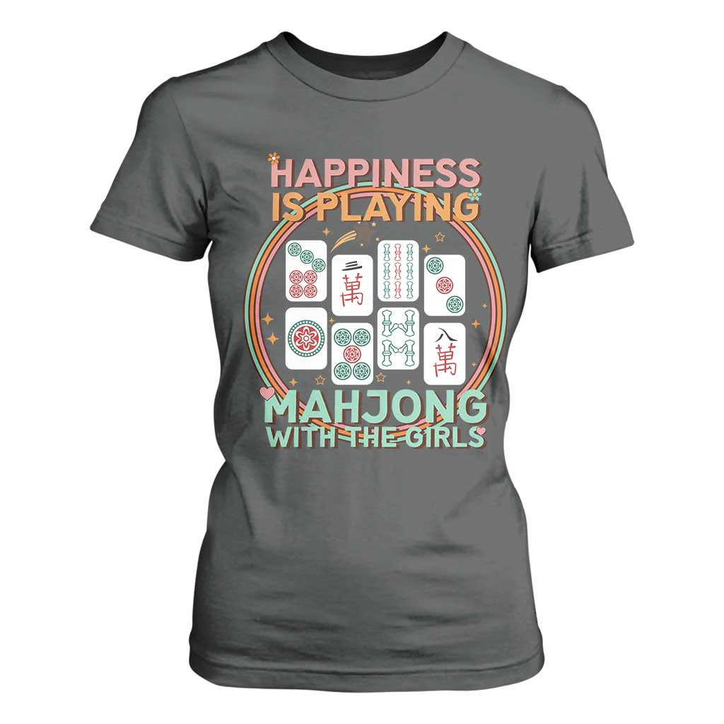 Happiness Is Playing Mahjong With The Girls T Shirt For Women Mahjong Time TS12 Dark Heather Print Your Wear