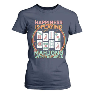 Happiness Is Playing Mahjong With The Girls T Shirt For Women Mahjong Time TS12 Navy Print Your Wear