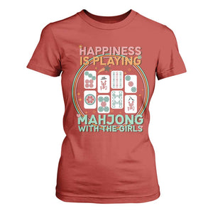 Happiness Is Playing Mahjong With The Girls T Shirt For Women Mahjong Time TS12 Red Print Your Wear