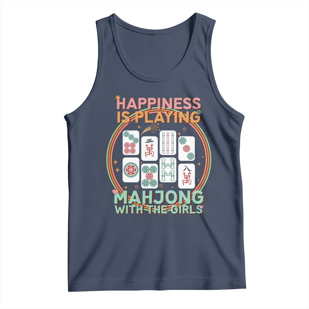 Happiness Is Playing Mahjong With The Girls Tank Top Mahjong Time TS12 Navy Print Your Wear