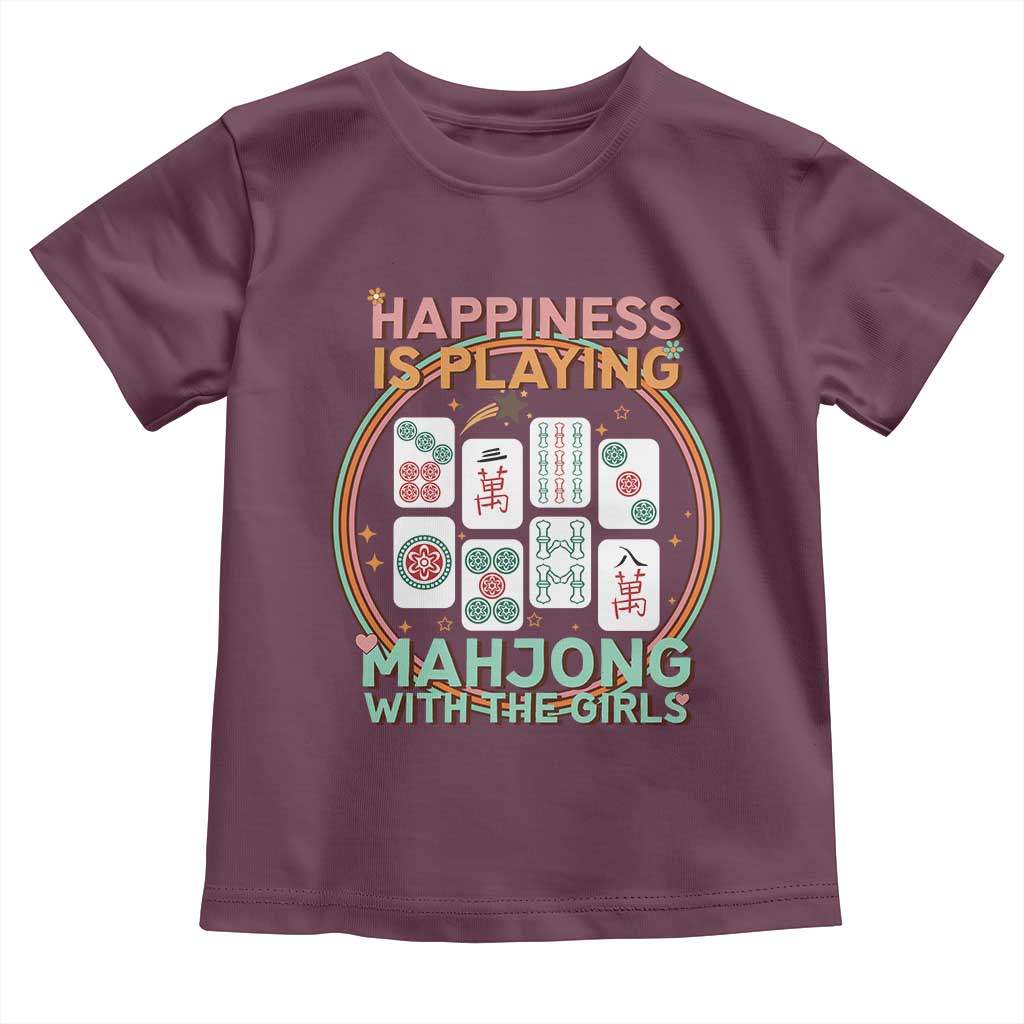 Happiness Is Playing Mahjong With The Girls Toddler T Shirt Mahjong Time TS12 Maroon Print Your Wear