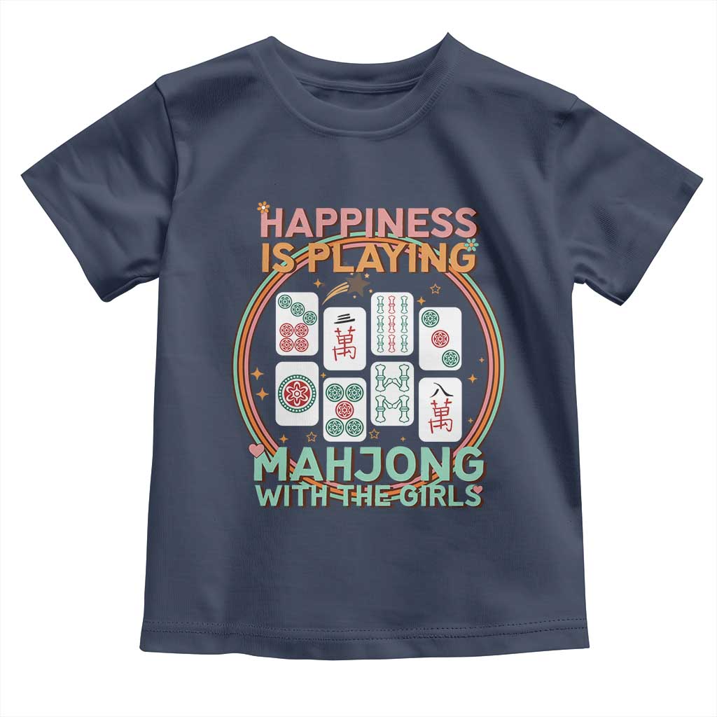 Happiness Is Playing Mahjong With The Girls Toddler T Shirt Mahjong Time TS12 Navy Print Your Wear