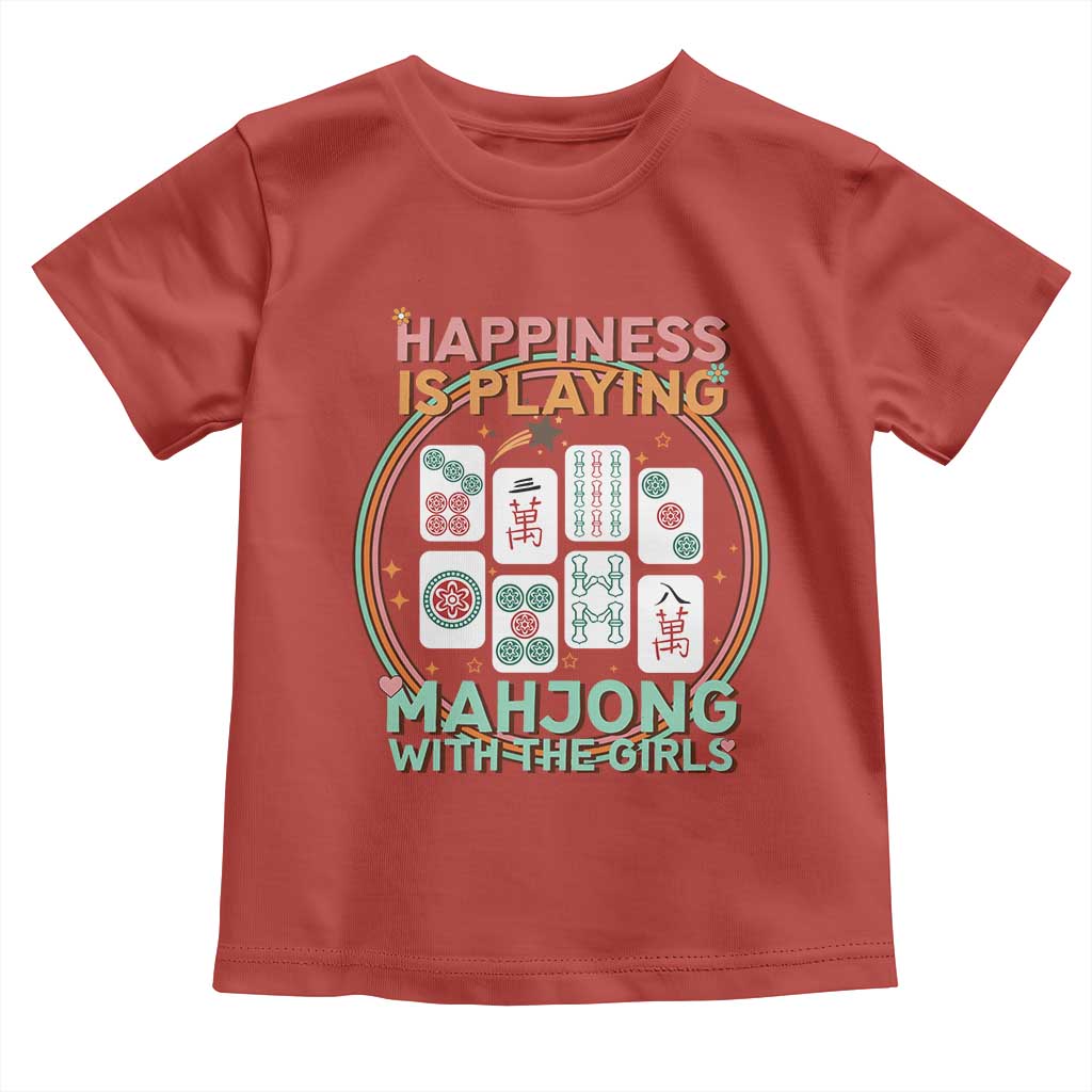 Happiness Is Playing Mahjong With The Girls Toddler T Shirt Mahjong Time TS12 Red Print Your Wear