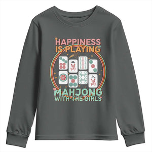 Happiness Is Playing Mahjong With The Girls Youth Sweatshirt Mahjong Time TS12 Dark Heather Print Your Wear