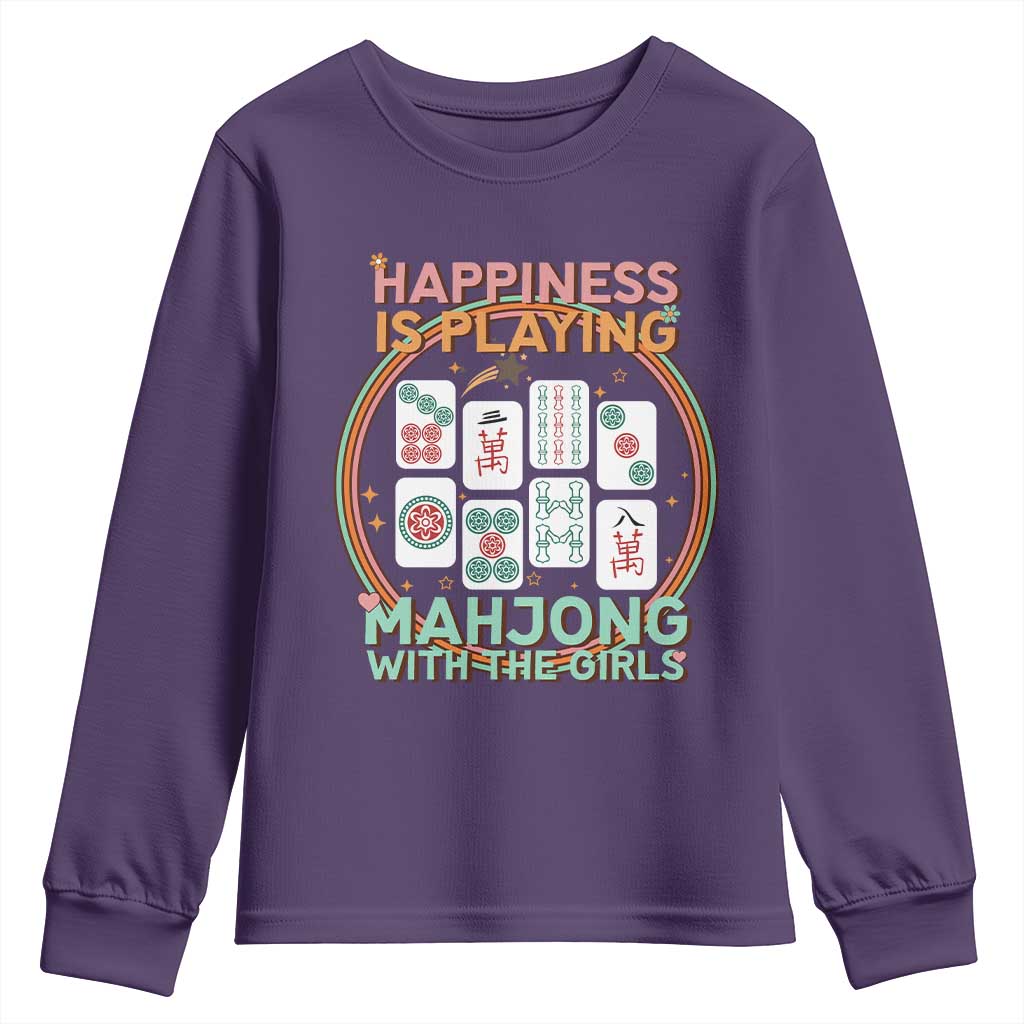 Happiness Is Playing Mahjong With The Girls Youth Sweatshirt Mahjong Time TS12 Purple Print Your Wear