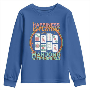 Happiness Is Playing Mahjong With The Girls Youth Sweatshirt Mahjong Time TS12 Royal Blue Print Your Wear