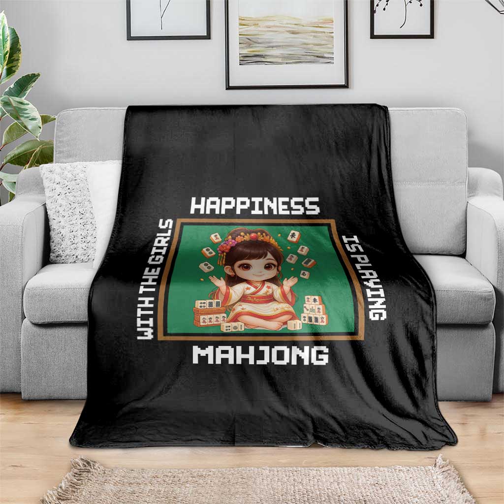 Gambling Chinese Gift Throw Blanket Happiness Is Playing Mahjong With The Girls TS12 Print Your Wear