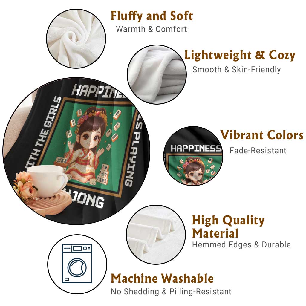 Gambling Chinese Gift Throw Blanket Happiness Is Playing Mahjong With The Girls TS12 Print Your Wear