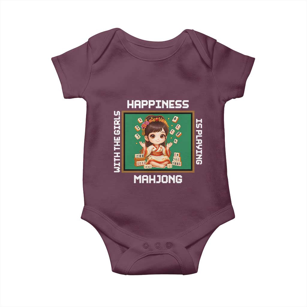 Gambling Chinese Gift Baby Onesie Happiness Is Playing Mahjong With The Girls TS12 Maroon Print Your Wear