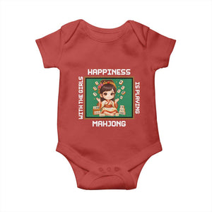 Gambling Chinese Gift Baby Onesie Happiness Is Playing Mahjong With The Girls TS12 Red Print Your Wear
