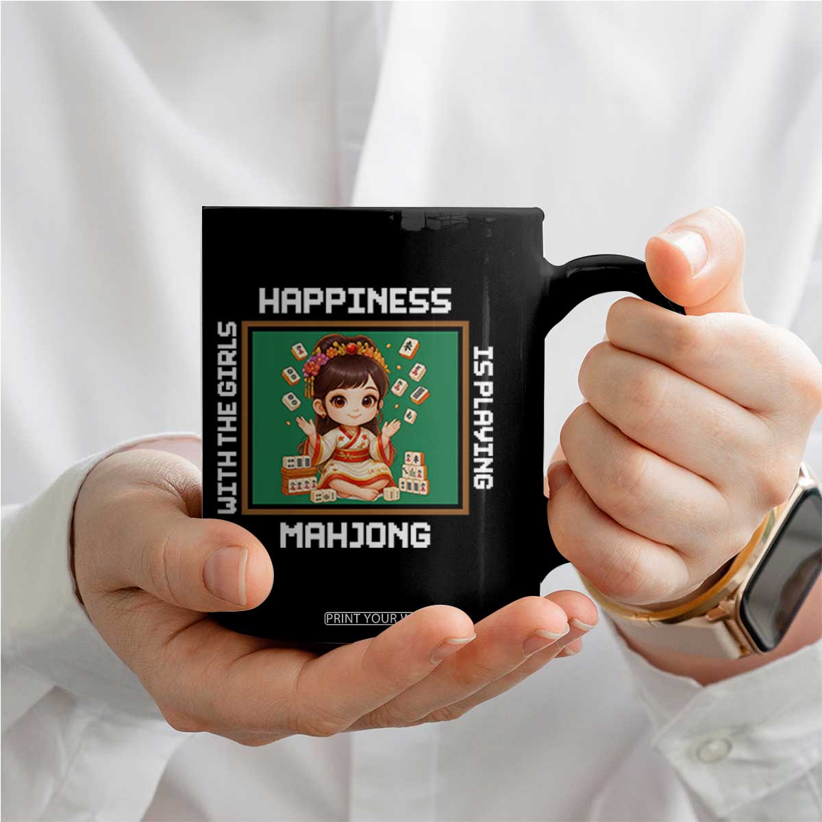Gambling Chinese Gift Coffee Mug Happiness Is Playing Mahjong With The Girls TS12 Print Your Wear