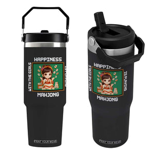 Gambling Chinese Gift Flip Straw Tumbler Happiness Is Playing Mahjong With The Girls TS12 One Size: 30 oz Black Print Your Wear