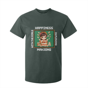 Gambling Chinese Gift T Shirt For Kid Happiness Is Playing Mahjong With The Girls TS12 Dark Forest Green Print Your Wear