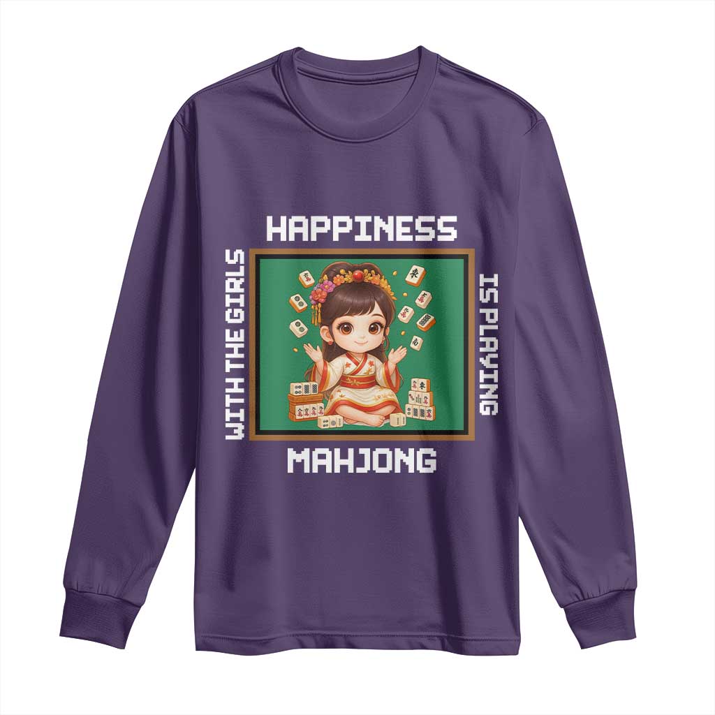 Gambling Chinese Gift Long Sleeve Shirt Happiness Is Playing Mahjong With The Girls TS12 Purple Print Your Wear