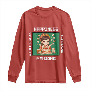 Gambling Chinese Gift Long Sleeve Shirt Happiness Is Playing Mahjong With The Girls TS12 Red Print Your Wear