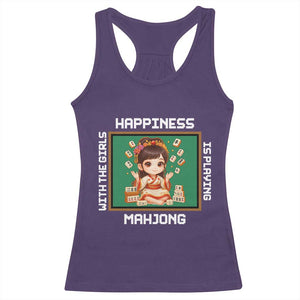 Gambling Chinese Gift Racerback Tank Top Happiness Is Playing Mahjong With The Girls TS12 Purple Print Your Wear