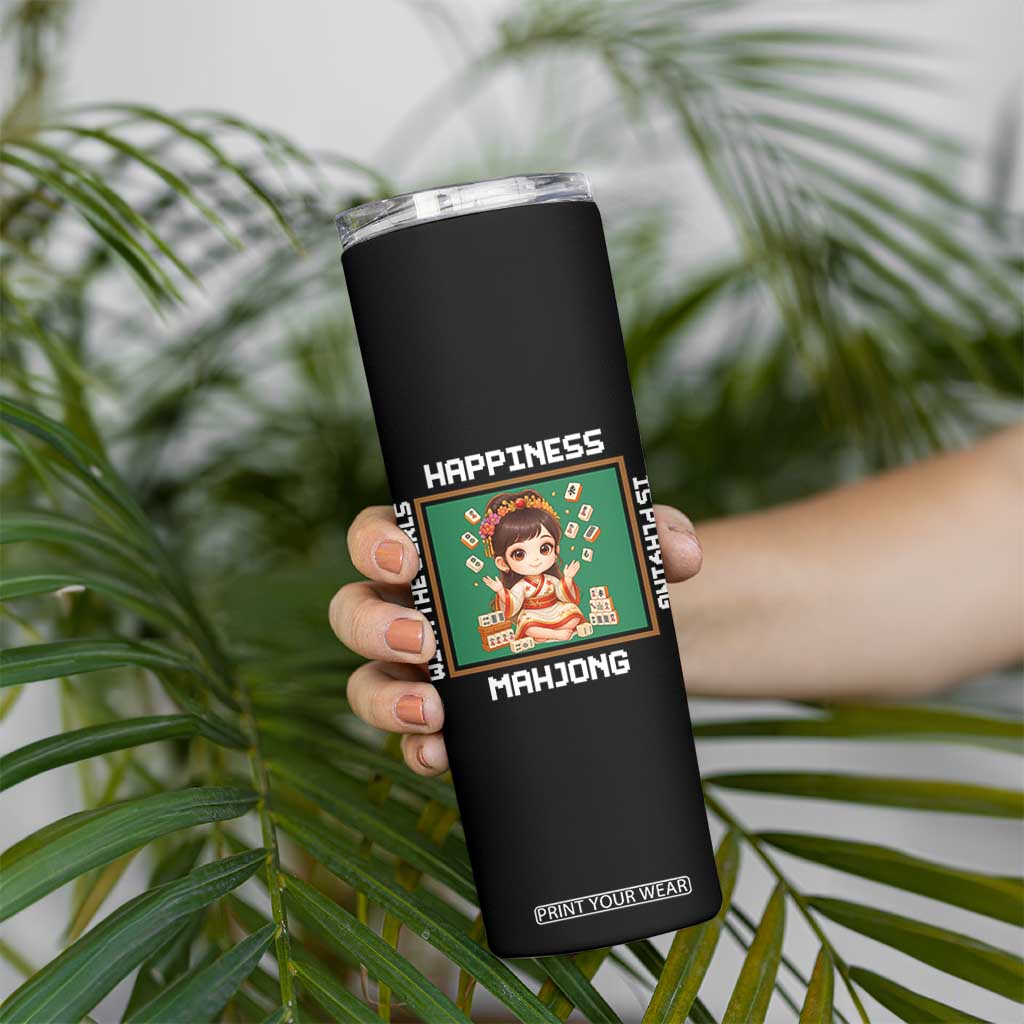 Gambling Chinese Gift Skinny Tumbler Happiness Is Playing Mahjong With The Girls TS12 Print Your Wear